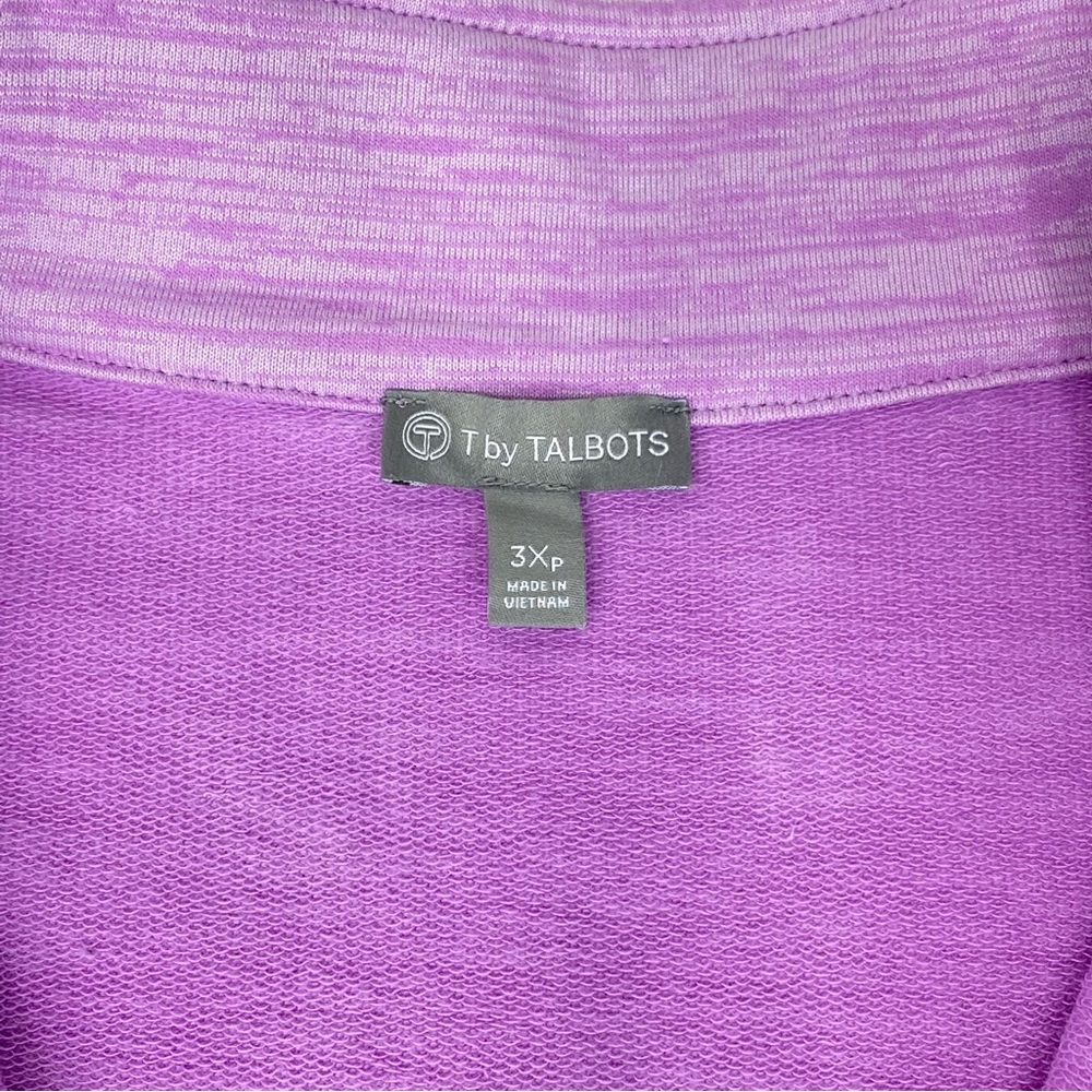 T for Talbots Sweatshirt Size 3X P Plus Petite Full Zip Heathered Lilac Purple - Picture 6 of 12